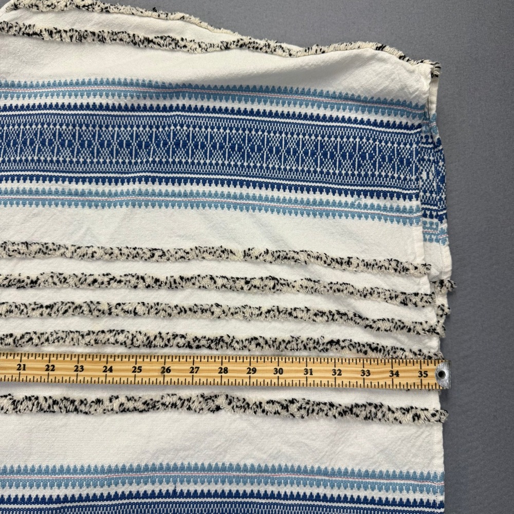 Dylan Womens Medium Blue White Striped Cotton Open Front Kimono Cardigan Wrap - Picture 4 of 8